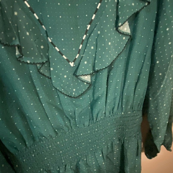 Dolan women’s size XXL Teal long sleeve ruffled dress Smocked Cottagecore new b6 - Picture 4 of 8
